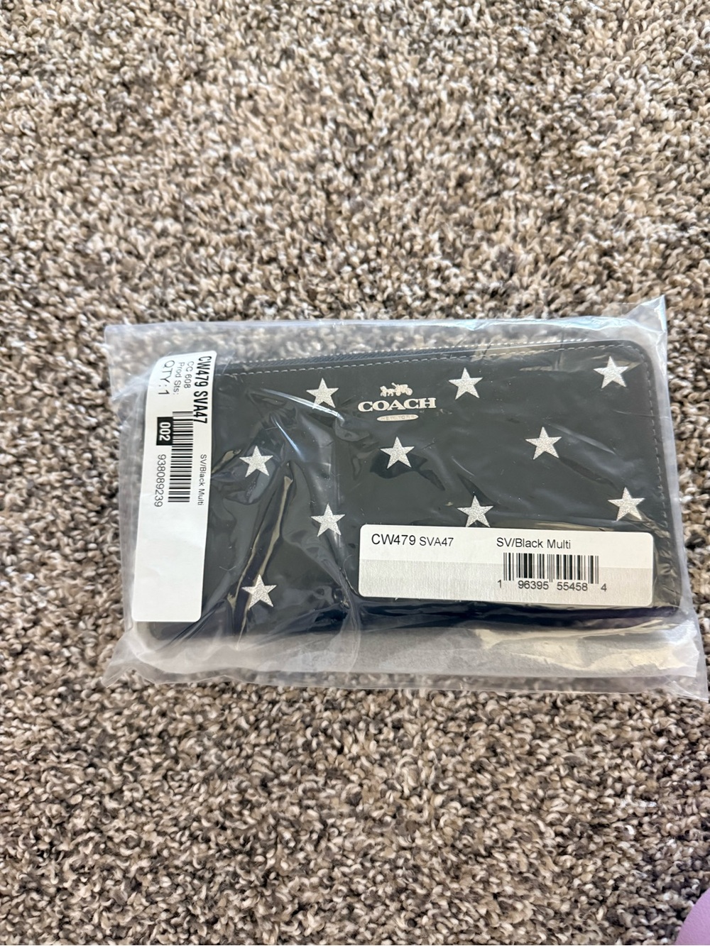 Coach Black Star Zip Around Wallet